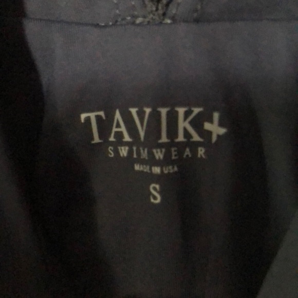 Tavik | navy one-piece bathing suit | deep V-neck plunge | size S - Picture 3 of 4